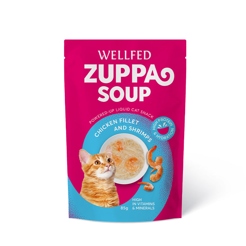 ZUPPA PER GATTI WELLFED SOUP POLLO & GAMBERETTI 12pz x 85 gr