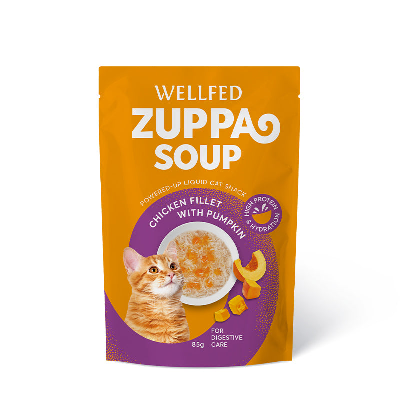 ZUPPA PER GATTI WELLFED SOUP POLLO E ZUCCA 12 pz X 85 gr