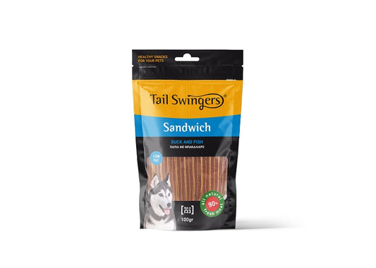 TAIL SWINGERS SNACK STRISCETTE ANATRA E PESCE 100 gr