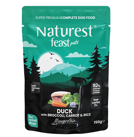 12 pz Naturest paté per cani 150 gr monoproteico anatra,broccoli,carote e riso