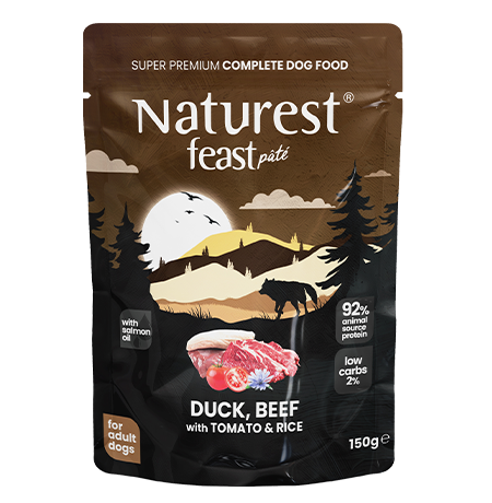 12 pz Naturest paté per cani 150 gr  anatra,manzo e pomodoro