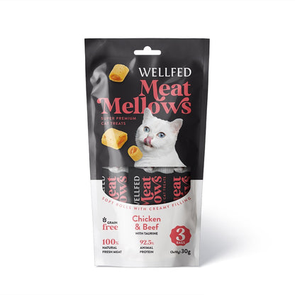 SNACK GATTO MEAT MELLOWS POLLO E MANZO 3 x10 gr