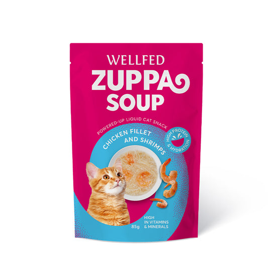 ZUPPA PER GATTI WELLFED SOUP  POLLO & GAMBERETTI 12pz x 85 gr