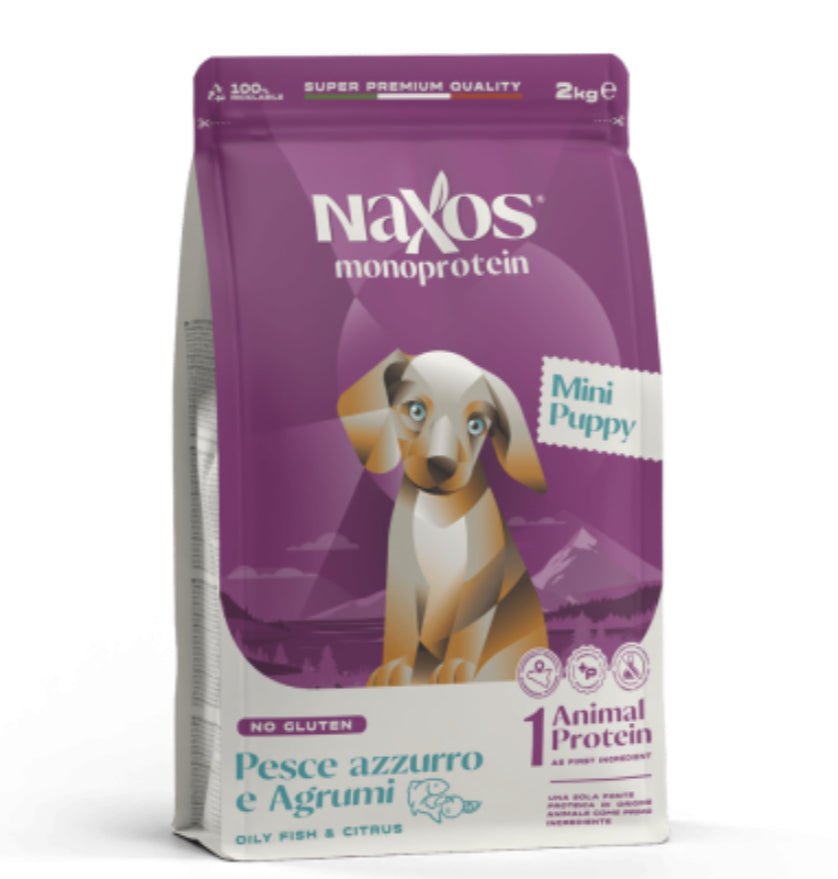 Naxos Puppy mini pesce e agrumi 2kg monoproteico al pesce  gluten free