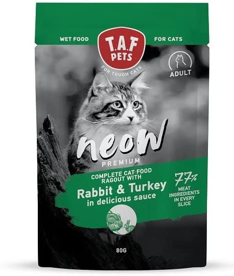 Neow bustine gatto 75% di carne 80 gr coniglio e tacchino