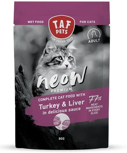 Neow bustine gatto 75% di carne 80 gr  tacchino e fegato