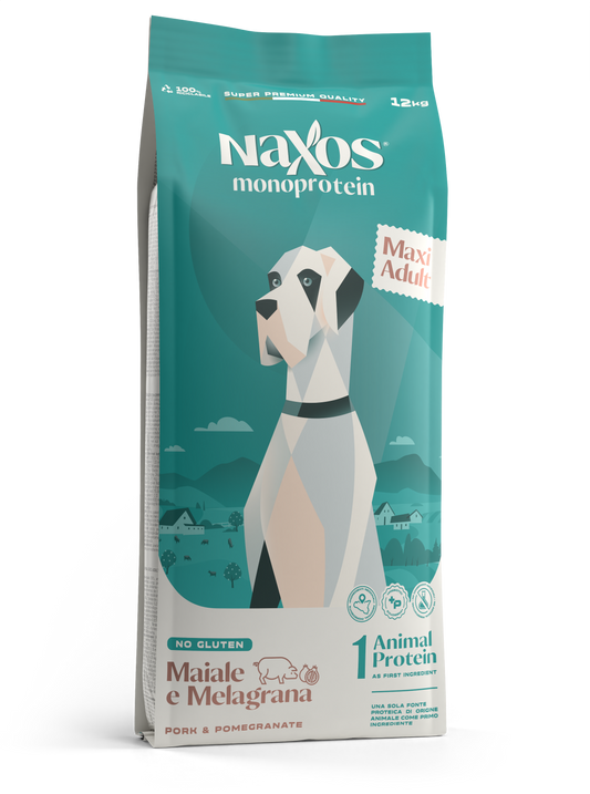 Naxos adult maxi maiale e melagrana  12kg monoproteico al maiale  gluten free