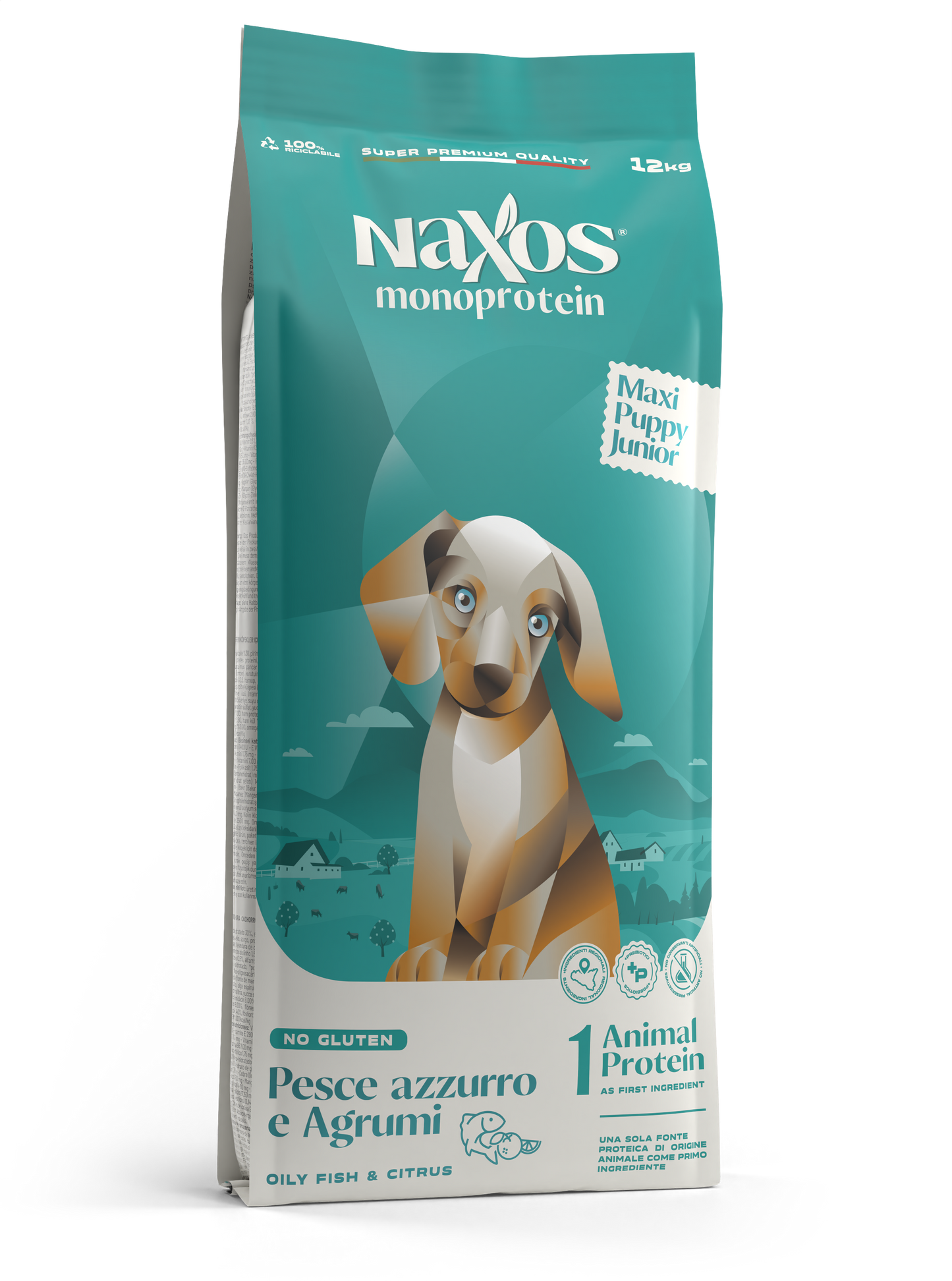 Naxos Puppy & Junior maxi pesce e agrumi 12kg monoproteico al pesce  gluten free