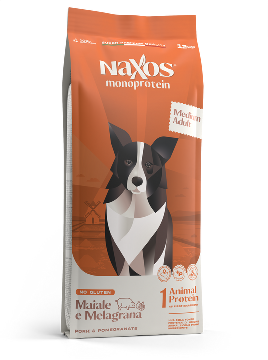 Naxos adult medium maiale e melagrana  12kg monoproteico al maiale  gluten free