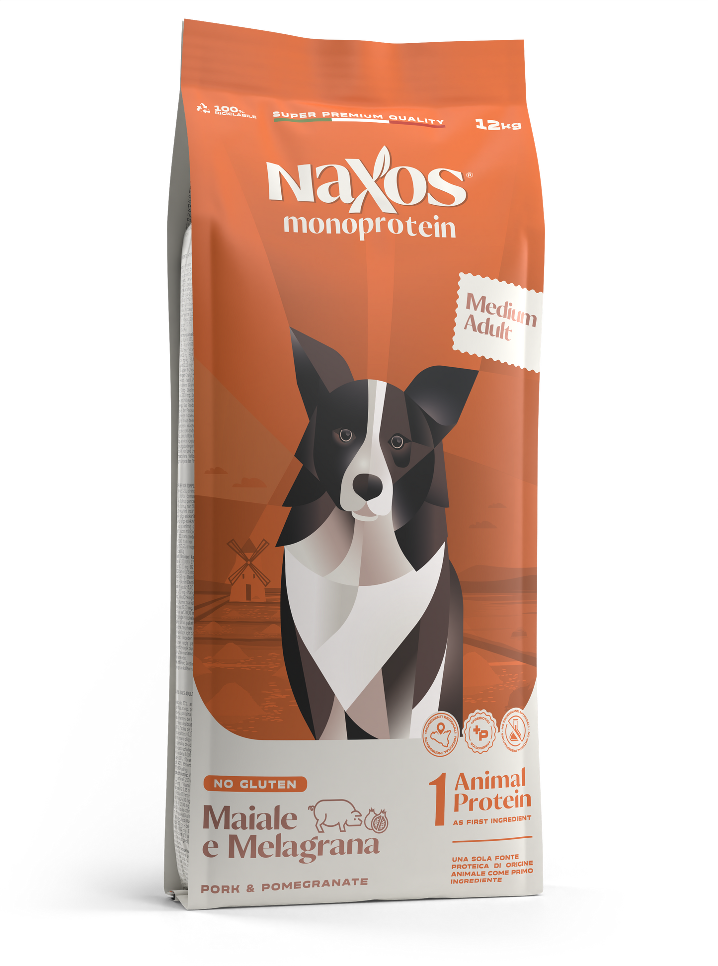 Naxos adult medium maiale e melagrana  3 kg monoproteico al maiale  gluten free