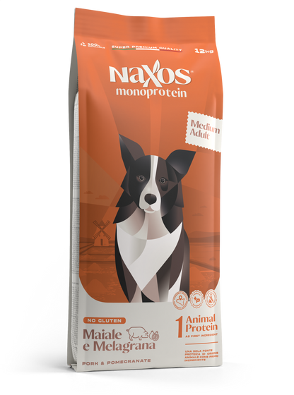 Naxos adult medium maiale e melagrana  3 kg monoproteico al maiale  gluten free