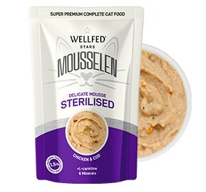 12 pz wellfed mouse per gatti sterilizzato pollo & merluzzo