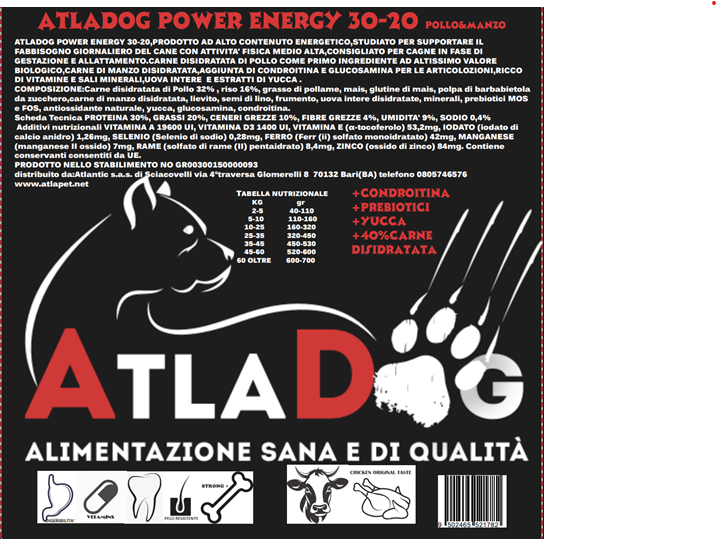 AtlaDog power energy top 30-20 da 20 Kg Pollo&Manzo