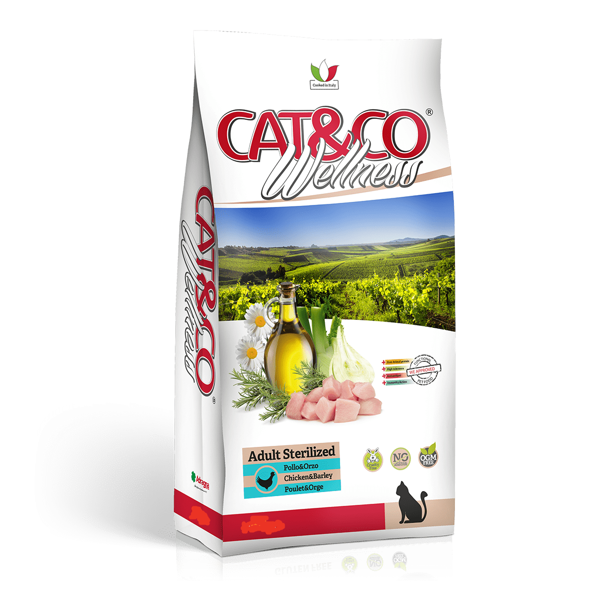 croccantini per gatti cat&co wellness 1,5 kg pollo e orzo sterilizzato