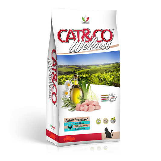 croccantini per gatti cat&co wellness 1,5 kg pollo e orzo sterilizzato