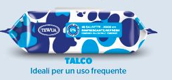 SALVIETTE DETERGENTI TEWUA 40 pz TALCO con aloe,Pro.vit.B5 e vitamina E